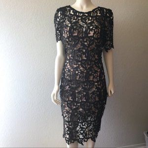 Va Va Voom Lace Black Party Midi Wedding Event Dress Medium